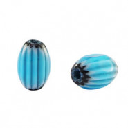 Millefiori tube bead 9x6mm - Light blue